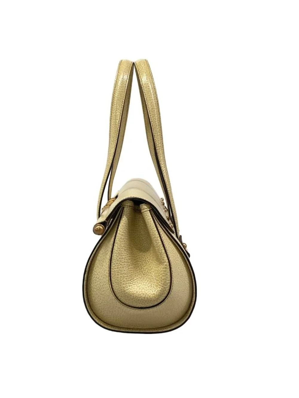 Gucci Shoulder Bag Bamboo Beige Ivory Leather
